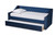 Raphael Modern and Contemporary Navy Blue Velvet Fabric Upholstered Twin Size Daybed with Trundle CF9228 -Navy Blue Velvet-Daybed-T/T