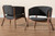 Baron Mid-Century Modern Dark Grey Fabric Upholstered and Walnut Brown Finished Wood 2-Piece Living Room Accent Chair Set RDC794S-AC-Dark Grey/Walnut-CC