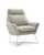 Chair Light Gray Top Grain Italian Leather Stainless Steel Legs. (320703)
