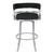 Prinz 30" Bar Height Metal Swivel Barstool In Black Faux Leather With Brushed Stainless Steel Finish (LCPRBABLBS30)