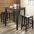 Black 3Pc Pub Dining Set With Upholstered Saddle Stools (KD320008BK)