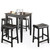 Black 5Pc Pub Dining Set With Upholstered Saddle Stools (KD520008BK)