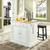 Oxford Butcher Block Top Kitchen Island - White With 24" Stools (KF300064WH)