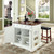 Coventry Drop Leaf Breakfast Bar Top Kitchen Island - White With 24" Stools (KF300074WH)