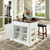 Coventry Drop Leaf Breakfast Bar Top Kitchen Island - White With 24" Stools (KF300074WH)