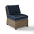 Bradenton Outdoor Wicker Sectional Center Chair With Navy Cushions (KO70017WB-NV)