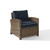Bradenton Outdoor Wicker Arm Chair With Navy Cushions (KO70023WB-NV)