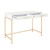 Alios Desk W/ White Gloss Finish & Gold Chrome Plated Base (ALS42-WH)