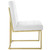 Privy Gold Stainless Steel Upholstered Fabric Dining Accent Chair EEI-3743-GLD-WHI