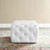 Amour Tufted Button Square Faux Leather Ottoman EEI-3775-WHI