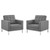 Loft Tufted Upholstered Faux Leather Armchair Set Of 2 EEI-4101-SLV-GRY