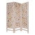 3 Panel Pink Room Divider With Cut Square Wood Design (376799)