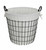 White Fabric Lined Metal Laundry Type Basket With Handle (379817)
