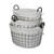 Set Of 3 - Oval White Lined And Metal Wire Baskets With Handles (379831)