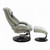 Putty Grey Top Grain Leather Recliner And Ottoman With Pillow (379978)