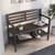 Rectangular Wood Bench With Back And Shelf In Espresso (380023)