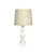 Distressed White Table Lamp With Patterned Tan Linen Shade (380161)