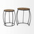 Set Of 2 - Brown Wooden Round Top Accent Tables With Black Metal Frame Nesting (380680)