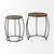 Set Of 2 - Medium Brown Wooden Round Top Accent Tables With Black Metal Frame Nesting Tables (380681)