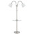 40W 3 Way Gailmetal Double Gooseneck Floor Lamp Withglass Tray Table And Two Usb Charging Ports. (BO-2444GT-BS)