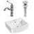 22.25" W Above Counter White Vessel Set For 1 Hole Center Faucet (AI-26498)