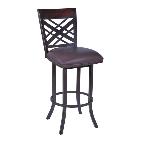 LCTA26BABR Tahiti 26" Barstool In Auburn Bay Finish With Brown Pu Upholstery