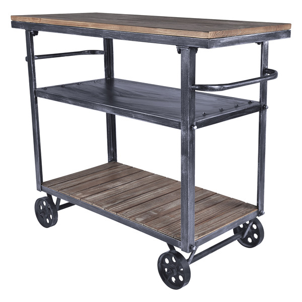 LCRGCASBPI Reign Industrial Kitchen Cart In Industrial Grey And Pine Wood