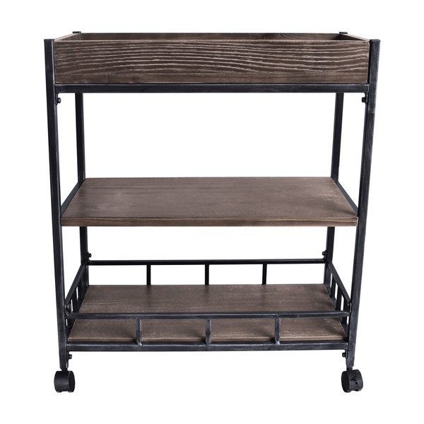 LCNSCASBPI Niles Industrial Kitchen Cart In Industrial Grey And Pine Wood