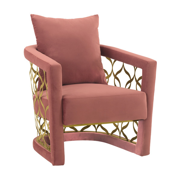 LCCLCHBLUSH Corelli Blush Fabric Upholstered Accent Chair With Brushed Gold Legs