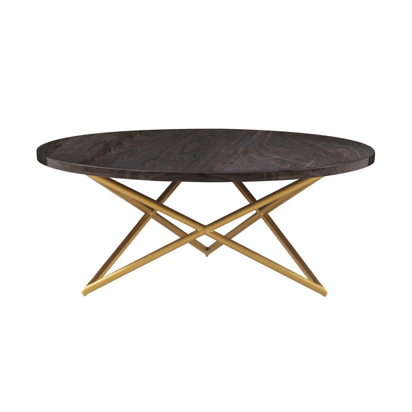 LCATCOBRGLD Atala Brown Veneer Coffee Table With Brushed Gold Legs