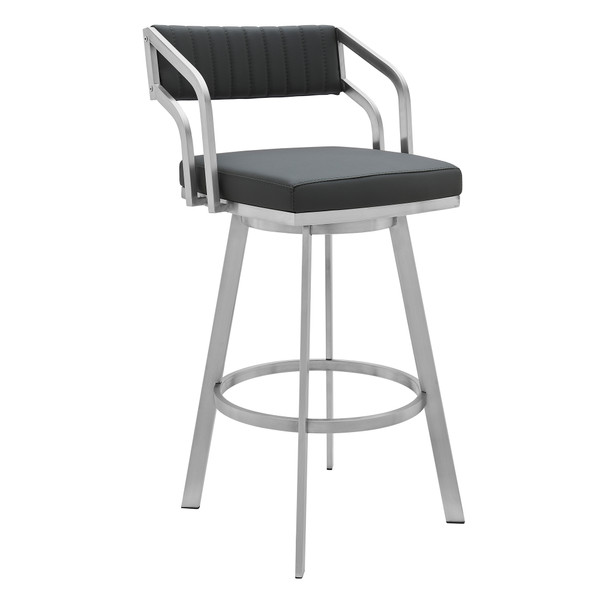 721535752256 Scranton Swivel Modern Metal And Slate Grey Faux Leather Bar And Counter Stool