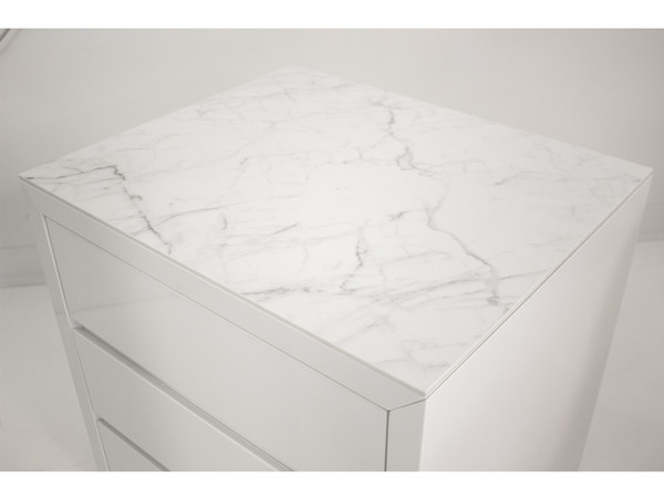 Ceramic Top Blanche White Carrera, 3-Drawers Night Table, 24X20 NCEBLANCARR24x20
