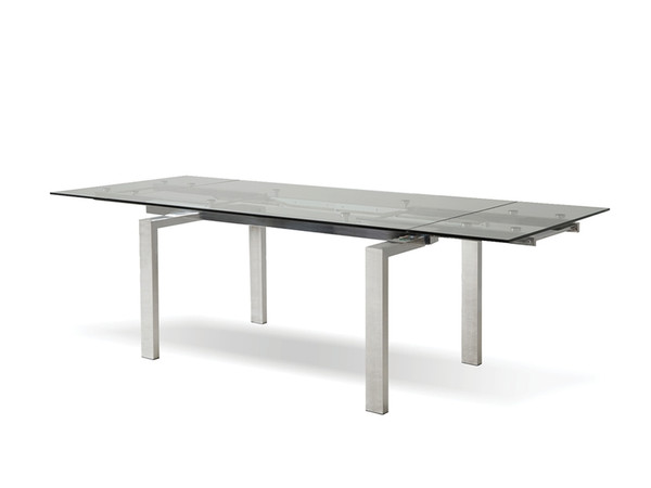 Dining Table Extension Cantro Brush Stainless Steel Base/Clear Tempere DTACANTCLEABRUSH