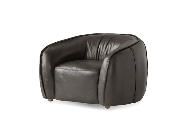 Lounge Chair Duffy Antique Black Leather Seat & Black LCHDUFFABLA