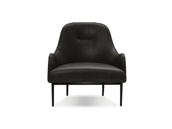 Lounge Chair Swoon Black Leather/Black Powder Coated Legs LCHSWOOBLLEPCBLA