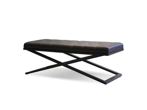 Bench Crosstown Large Black Leatherette /Matte Black Powder Coated Base DBECROSBLLELABPC