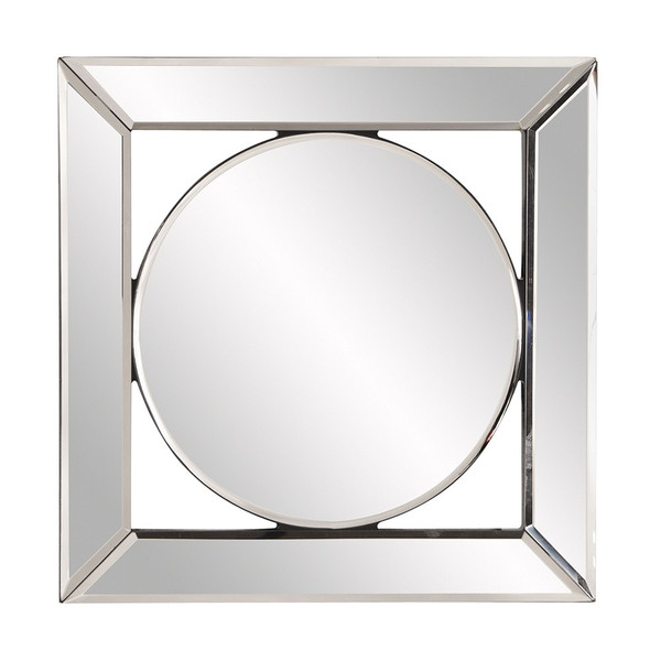 Square Mirror With Center Round Mirror (383715)