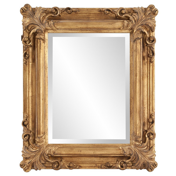 Rectangular Gold Leaf Mirror With Scrolling Flourish (383719)