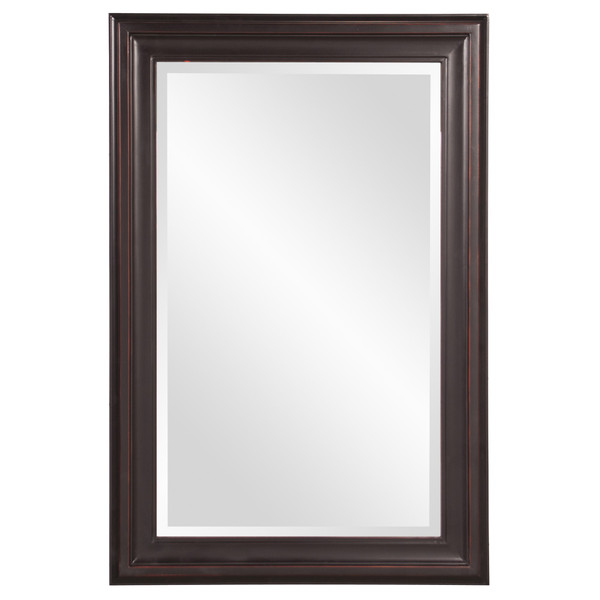 Rectangle Oil Rubbed Bronze Finish Mirror With Wooden Bronze Frame (383729)