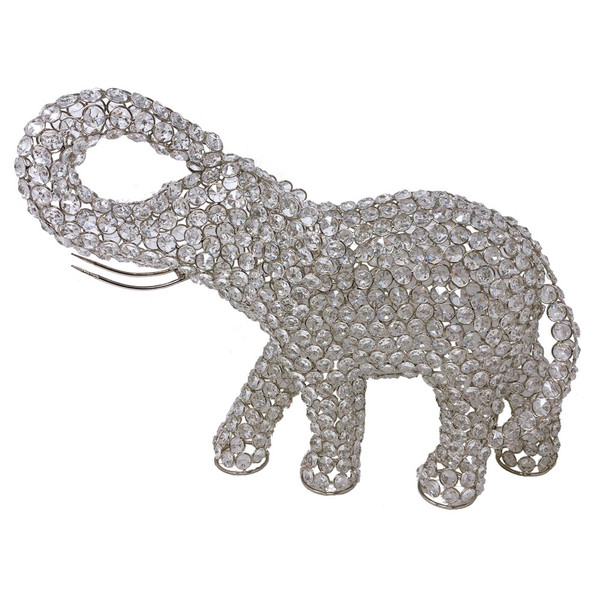 Silver And Faux Crystal Elephant Sculpture (383777)
