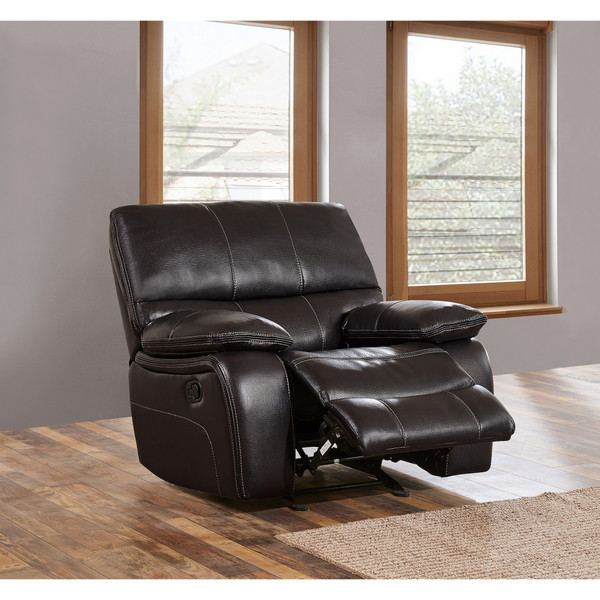 Espresso Black Leather Gel Cover Glider Recliner In Removable Back And Extra Plush Cushions (383934)