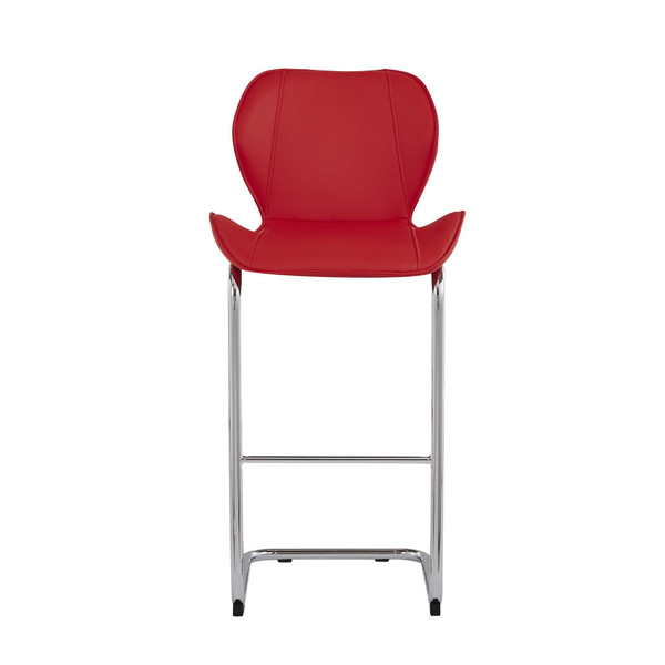 (Set Of 4) Modern Red Barstools With Chrome Legs (383946)