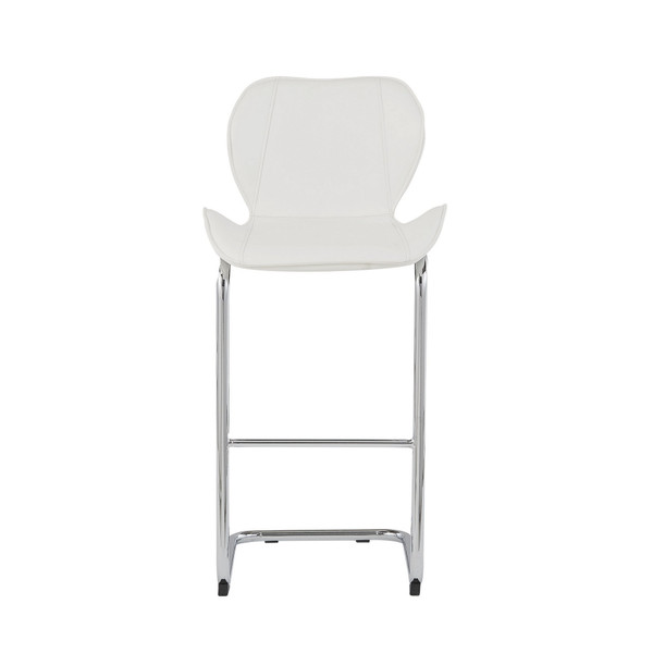 (Set Of 4) Modern White Barstools With Chrome Legs (383947)