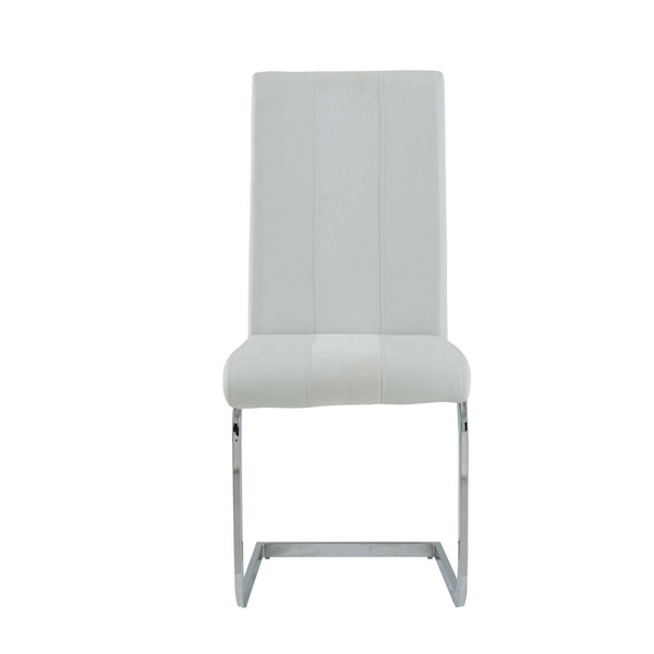 (Set Of 4) White Two Toned Dining Chairs With Silver Tone Metal Base (383964)