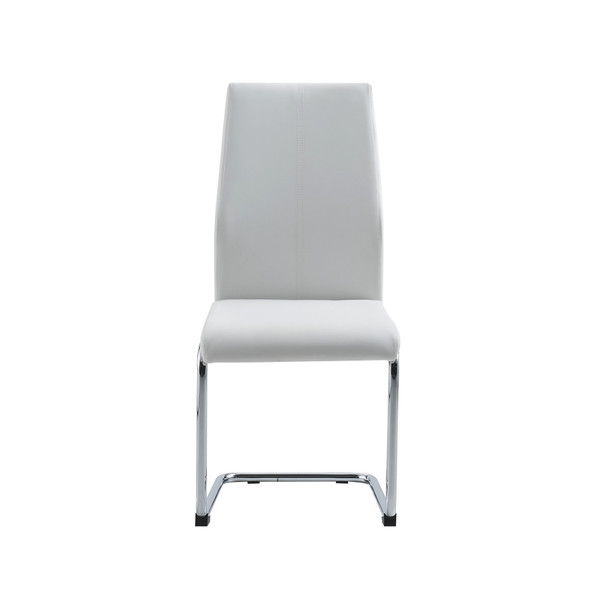 (Set Of 4) Modern White Dining Chairs With Chrome Metal Base (383967)