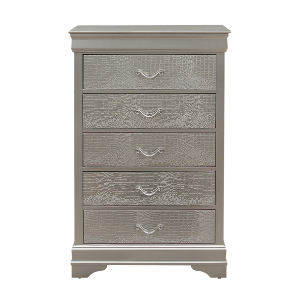 Silver Tone Chest With 5 Spacious Interior Drawers (384042)