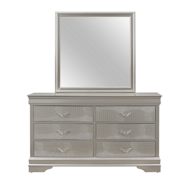 Silver Tone Dresser With 6 Spacious Interior Drawers (384043)