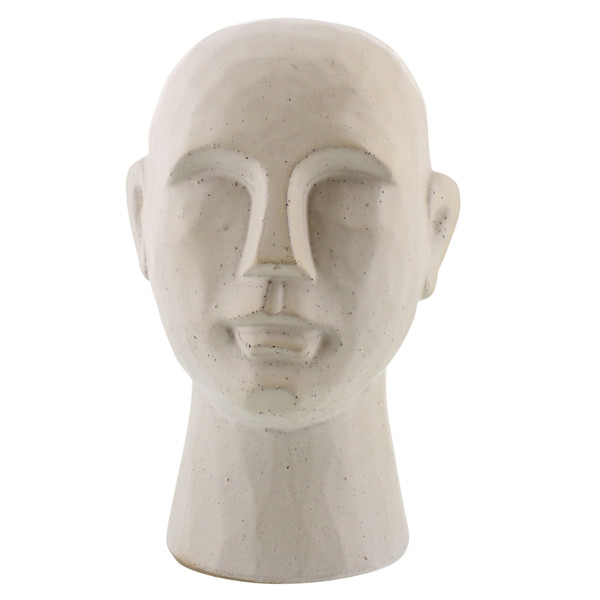 11" Matte White Ceramic Bust Decorative Sculpture (384112)
