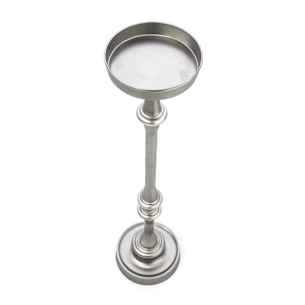 Brushed Silver Finish Drink Size Accent Table (384133)