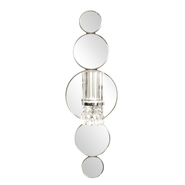 Graduating Mirrored Disks Wood Glass Frame Wall Sconce (384171)
